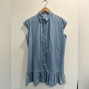 Sleeveless denim drop waist dress
